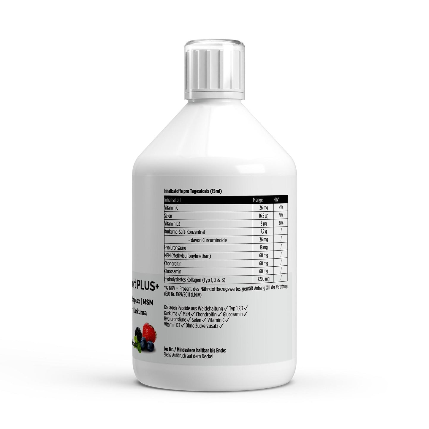 Kollagen Support PLUS+ Shots (1500 DA) - Wild Berry - 500ml